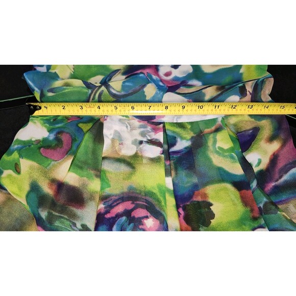 Vintage 80s Danny & Nicole Psychedelic Floral Cocktail Dress Size 10 Green Belt - Picture 12 of 15